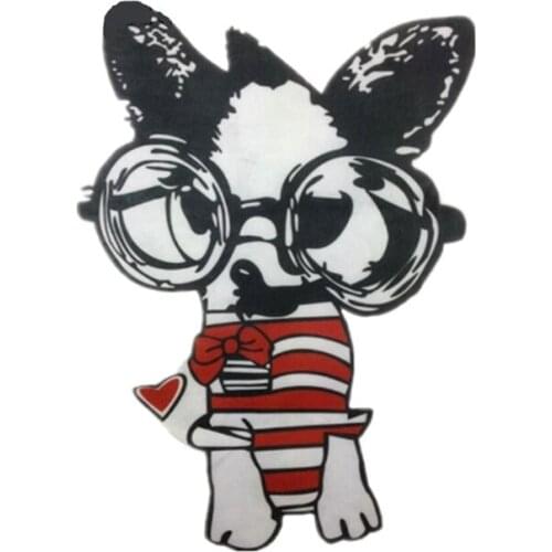 Fashion Cartoon Glasses Dog Patches DIY Clothes Stickers Printing T shirt Women Sew on Patches for Clothing Decor