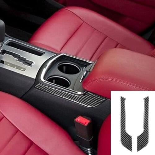 Carbon Fiber Auto Center Armrest Trim Sticker Left Right Cup Holder Cover Decorative Fit For Dodge Charger 2015+ Car Accessories