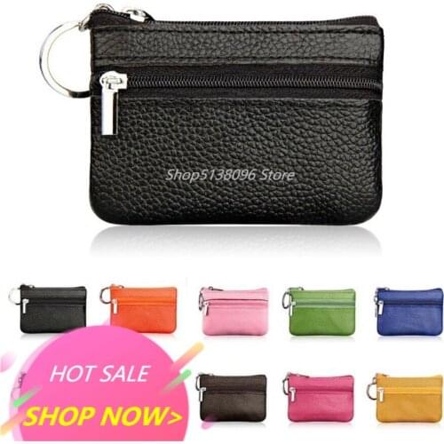 2018 New Brand Men Soft Genuine Leather Card Holder Women Coin Purse Key Holder Zip Wallet Pouch Bag Purse #C