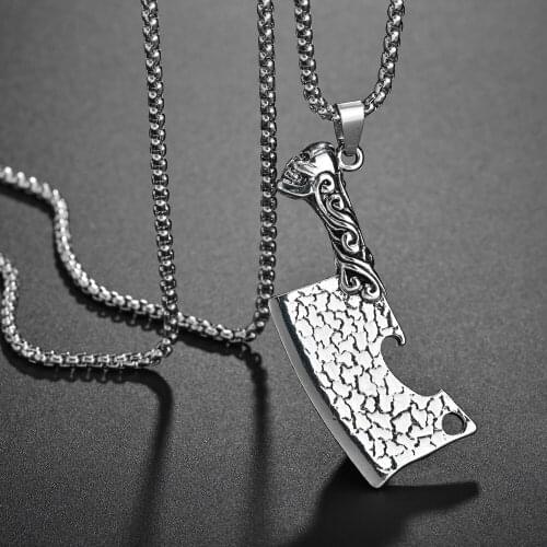 Women Men Charm Knife Pendant Necklace Gothic Vintage Punk Rock Talisman Jewelry Necklaces Nordic Amulet Runes Long Chain