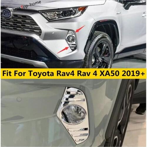 Front Fog Lights Lamp Foglight Frame Cover Trim For TOYOTA RAV4 RAV 4 XA50 2019 - 2021 Chrome / Carbon Fiber ABS Accessories