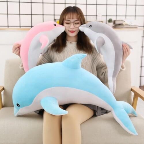 Low Price 30cm Kawaii Dolphin Plush Doll Stuffed Down Cotton Anima Nap Pillow Creative Kids Toy Christmas Gift for Girls