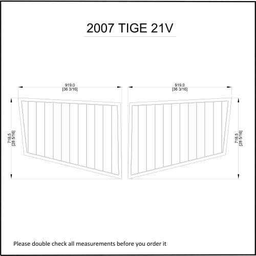 2007 Tige 21V Swim Platform Pad Pad Boat EVA Teak Decking 1/4" 6mm