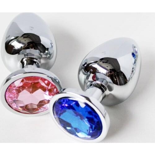 Popular Anal Plug M Size 10 Colors Butt Plug Toys Anal Insert Stainless Steel Metal Plated Jeweled Sex Toys