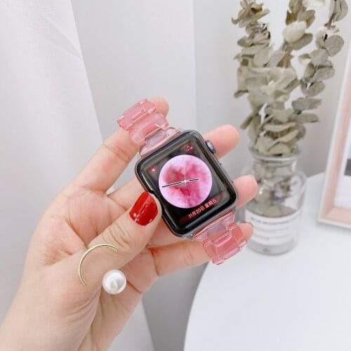 Resin Watch Strap for Apple Watch 44mm 40mm iWatch Series 6 SE 5 4 3 2 1 Wristband 42mm 38mm Metal Buckle Bracelet Women Style