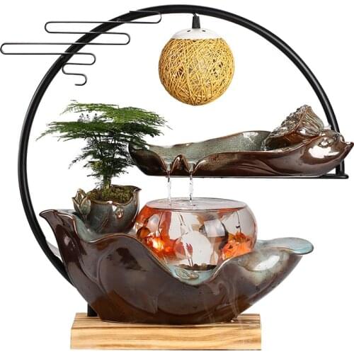 Rockery Make a Fortune as Endless as Flowing Water Decoration Creative Glass Fish Tank Circulating Water Humidification