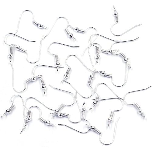 Earring Wire Hooks Silver Plated Alloy Classic Jewelry Making Findings 21x20mm 100pcs