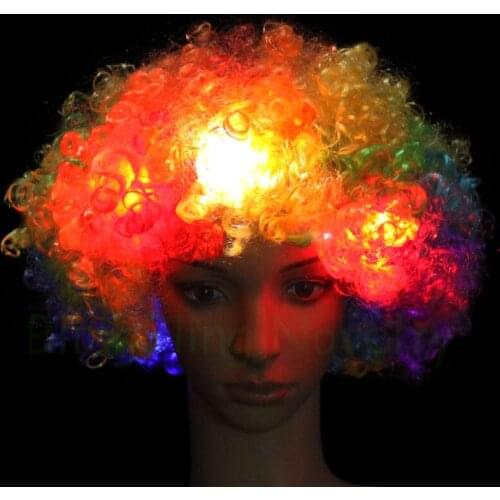 Light Up Funny Clown Accessories Colorful LED Flashing Clown Wigs for Clown Comic Party