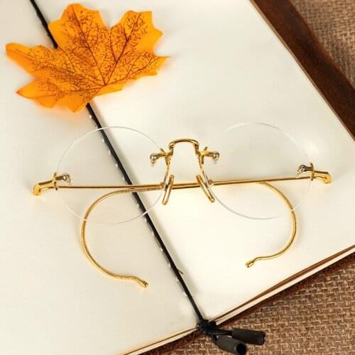 Vintage Round Antique Wire Rim Metal Electroplating Eyeglass Frames Gold Gun Metal Full Rim Glasses Myopia Rx Able
