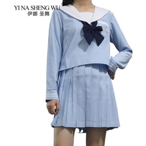 Japanese JK Long Sleeve Uniforms School Dresses For Girls Little Seal Sailor Suit Middle School Uniforms Cosplay Anime Lovely