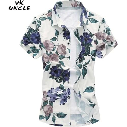 YK UNCLE Brand Plus Size Clothing 2017 Summer Mercerized Cotton Mens Short-Sleeved Shirt Camisas Casual Fashion Slim Shirt 7XL