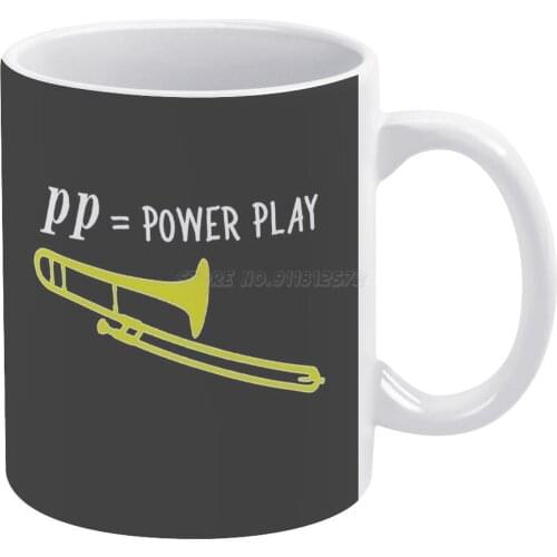 Funny Trombone Gift , Marching Band , Concert Band-pp = Power Play White Mug Custom Printed Funny Tea Cup Gift Personalised Coff