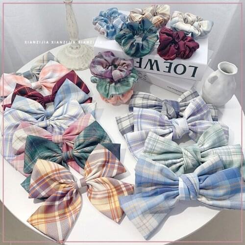 Hairlyah Navy Style Knotted Bow Plaid Hairpin Women Girl Hair Clips Barrette Spring Clip Hair Ornament Headress Hair Accessories