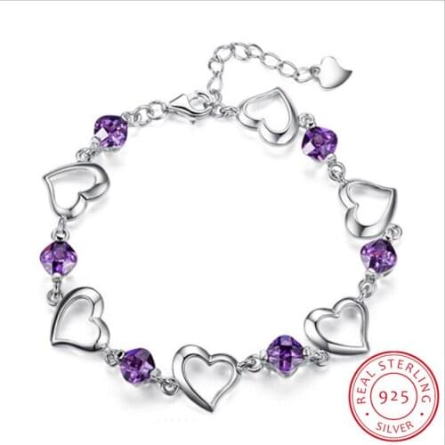 Bracelets For Women Created Aquamarine 925 sterling silver Charm bracelets Party Anniversary Gifts Fine Jewelry