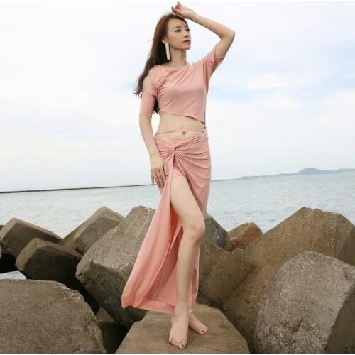 2019 New Arrival Women Belly Dance Clothes Elegent Class Wear Irregular Top & Skirt Bellydance Costume for Girls