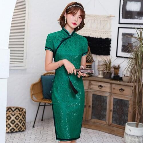 Cheongsam Summer Short Sleeve Lace Dress Retro Cotton Linen Cheongsam Dresses for Women M To 3XL