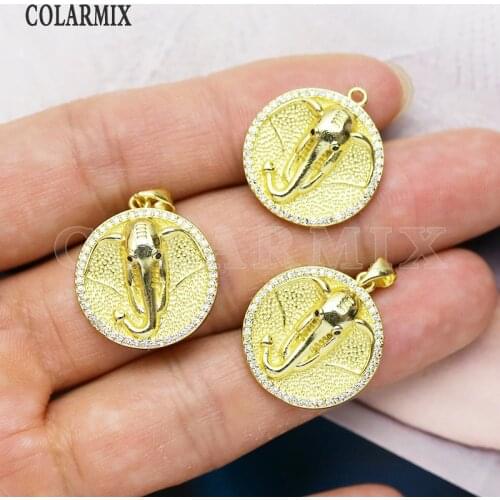 12 Pcs Round pendant Elephant shape jewelry pendant Zircon jewelry pendants for women accessories pendants 7301