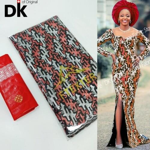 2.5+2.5 Yards African Lace Fabric Bazin Riche Brocade With Top Class Shiny Sequins Sewing For Party Or Wedding Dresses Material