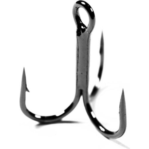 20pcs/lot Sharp Black Fishing Hooks High Carbon Steel Overturned Treble Hook Tackle Round Bent Saltwater Bass Carp Fishing