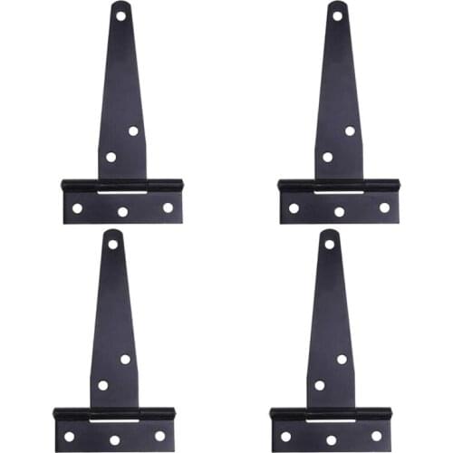 4 PCS 6 Inch Heavy Duty Door Hinges T-Strap Tee Shed Hinge Gate Hinges for Wooden Gates Hinges (Black)