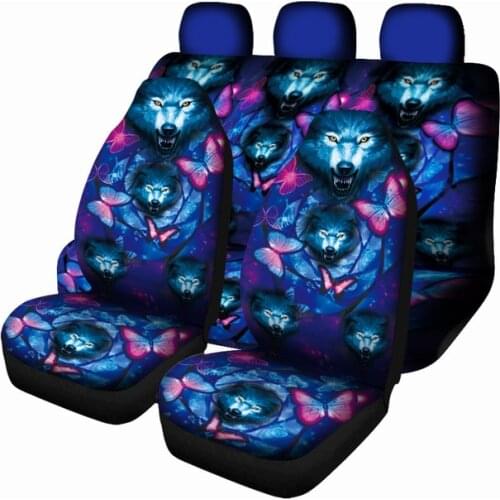 Aimaao Wolf Printed Car Seat Covers Vehicle Seat Protector Car Mat Covers Universal Fit for Most Cars Sedan SUV Van For VW