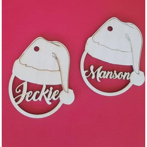 Personalized Engraved Wooden Christmas bauble - Engraved Wooden name Gift Tag - Custom Christmas gift