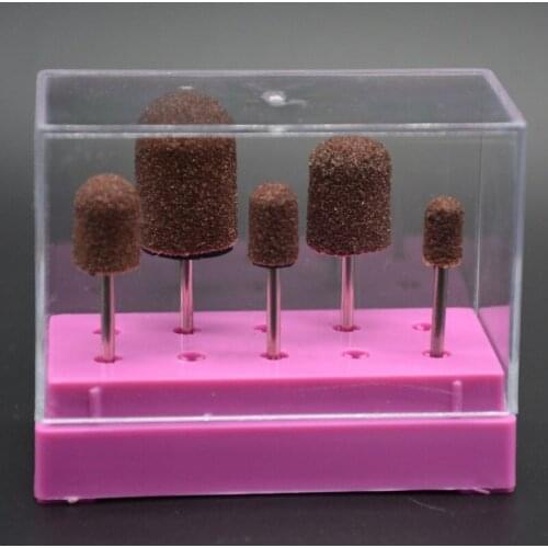 MAOHANG 5 different size textile nail sanding band cap grip holder ceramic carbide nail drill bit holder box display tools