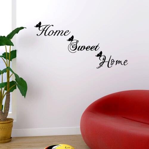 Home Sweet Home Wall Sticker Butterfly English for home decorations Mural art Decals Window cabinet wallpaper door Stickers