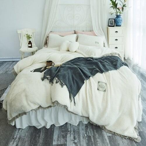 Thickening Thickened lamb Luxury Bedding Set Soft Bedclothes Duvet/Quilt Cover Bed Linen sheet set 4 Pieces Bedding Sets