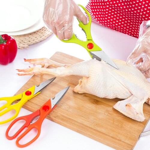 Stainless steel kitchen scissors multi-purpose cutting tool bottle opener used for chicken poultry fish meat vegetables herbs
