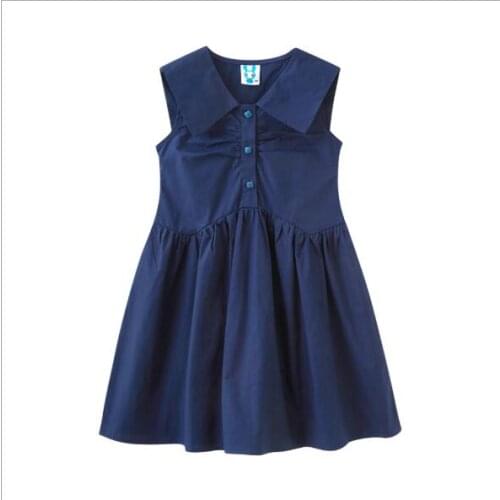 2021 Teenage Girl Summer Cold Pleated Cotton Sleeveless Dresses Children School Style Causal Dress Kids Dress For Girl 4-14Year