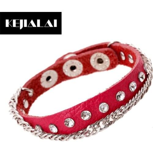 Dankaishi Fashion Bracelets & Bangles for Women Men Accessories Pave with Crystal Wristband Leather Pulseras Masculina Masculino