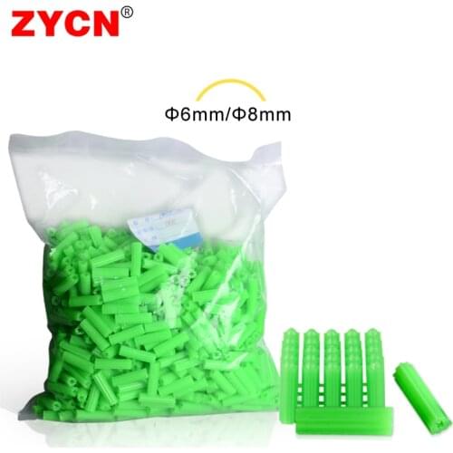 Plastic Expansion Pipe Green M6 M8 Rubber Plug Nylon Column Screw Anchor Self Tapping Drywall
