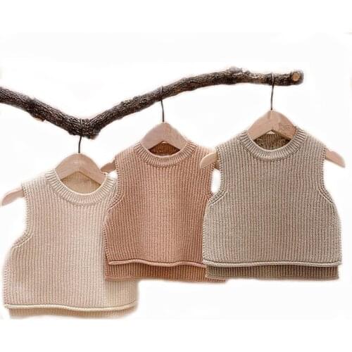 Baby Girls Sweaters Baby Girl Solid Sleeveless Pullover Vest Baby Boys Sweaters Knit Vest Kids Toddler Autumn Outerwear