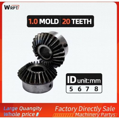 1PC 5mm 6mm 7mm 8mm 1:1 Bevel Gear 1 Modulus 20 Teeth Inner Diameter5 6 7 8mm 90 Degree Drive Commutation Steel Gears