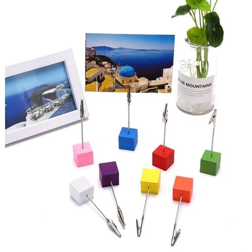 1pcs Color Cube Alligator Wire Photo Clip Card Holder Stand Desktop Ornaments
