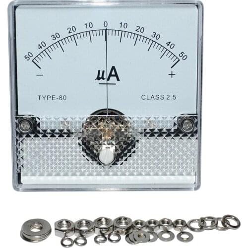 100pcs/Lot SD-80 Panel Meter DC 50uA Class 2.5 80x80mm