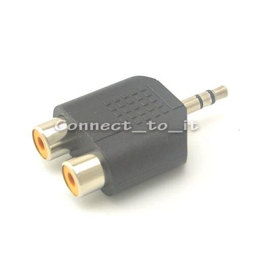 10 pieces/lot) 3.5mm - RCA adapter 3.5mm Plug male to 2 RCA Jack female Audio Adapter connector Y Splitter