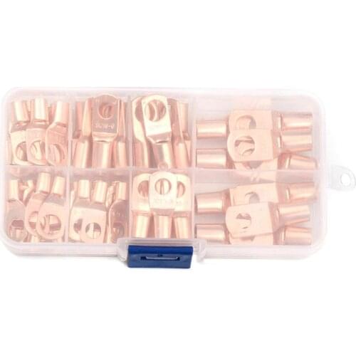 140PCS Copper Wire Ring Terminal Lug SC Battery Welding Bare Connectors Set Kits