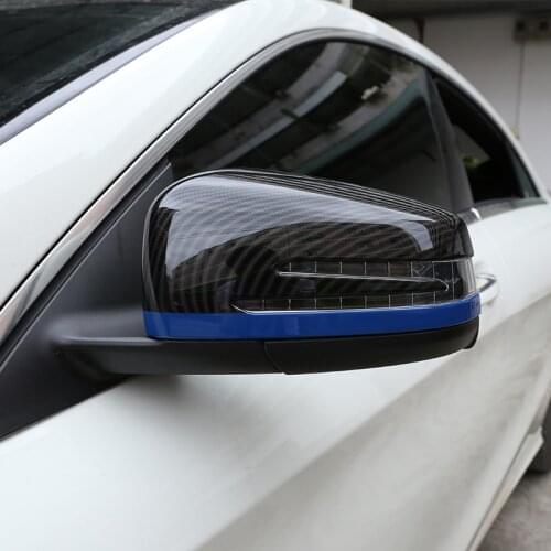 ABS Side Door Rearview Mirror Cap Cover Trim For Mercedes Benz A CLA GLA GLK Class W176 W117 X156 X204 Carbon Fiber Blue Style