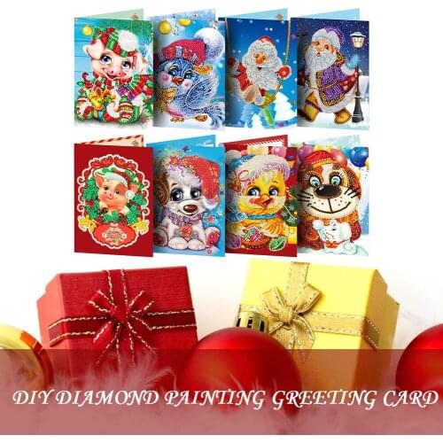 5D Cartoon Special-shaped Diamond Painting Cross Stitch DIY Mosaic Greeting Card Christmas Xmas Postcards Birthday Gift