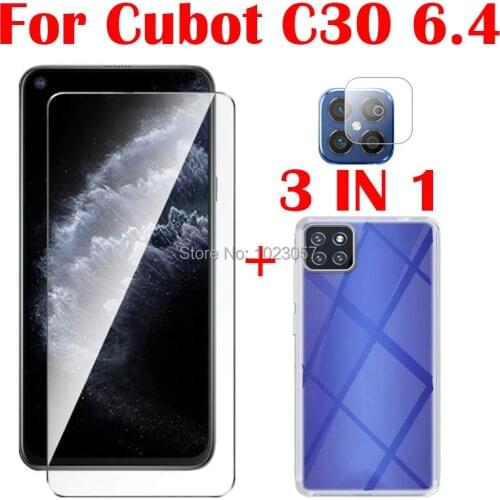 3-in-1 Case + Camera Tempered Glass On For Cubot C30 6.4 ScreenProtector Glass For Cubot C30 2.5D Glass