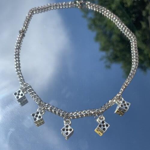 Harajuku clavicle chain choker retro short chain neck chain simple street personality dice necklace
