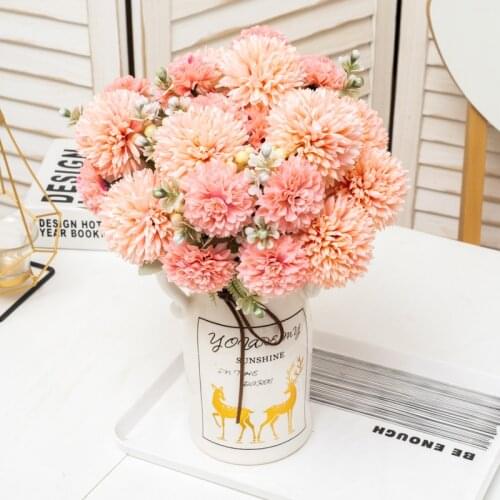 Pink Dandelion Artificial Silk Flowers Fake Bouquet Christmas Wedding Home Table Decoration Valentines Day Gift Crafts Wholesale