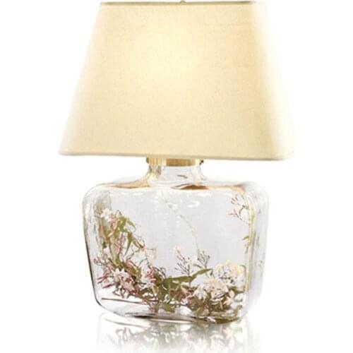 Deco Vase Table Lamp Glass Bedroom Romantic Light Lampara Lamparas Novelty Living Room