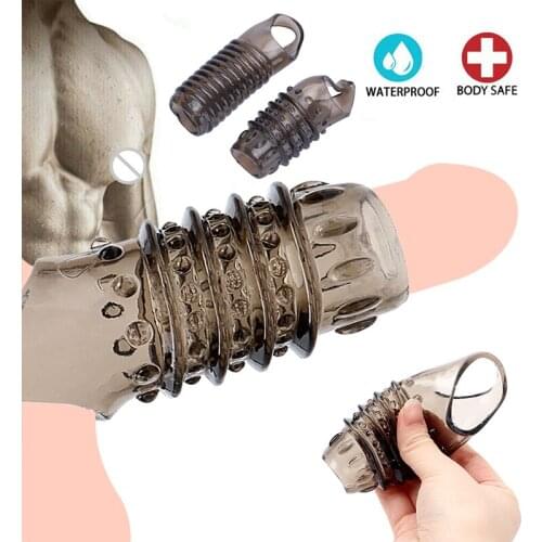 Adult Sex Shop Toys For Man Penis Sleeve Adjustable Silicone Ring Reusable Condom Penis Extender Delay Lasting Help Erection