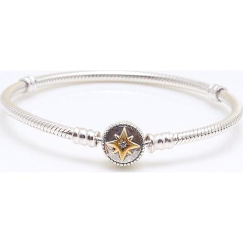 TOP SALE Authentic 100% 925 Sterling Silver Five-pointed star bracelet star snake bone bracelet Bangle & Bracelet Christmas Gift