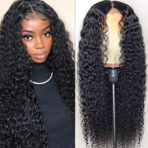 Fanxion Synthetic Lace Front Wigs Kinky Curly Black Color Burgundy High Temperature Wigs With Natural Part Wig for Women