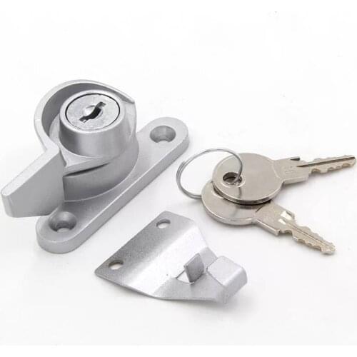 Hot selling Plastic steel aluminum alloy push-pull glass door and window lock, anti-theft with key safety crescent lock