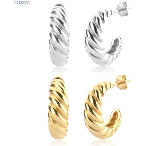 Lozoya 925 Sterling Silver Hoops Earring Piercing Gold ANTIQUE HOOPS Twist Hoops Large Women Piercing Luxury Jewelry Clips